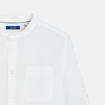 قميص سادة بياقة قائمة باللون الأبيض للأولاد